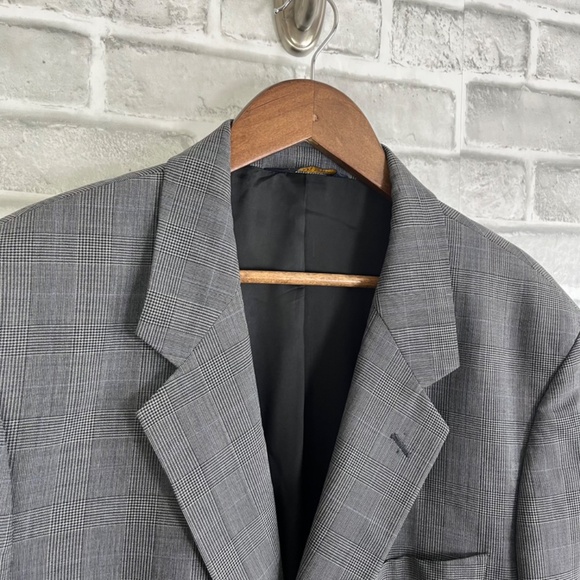 Brooks Brothers Brooksease Light Gray Glen Check Blazer Suit Jacket Men 44R Wool - Picture 2 of 11